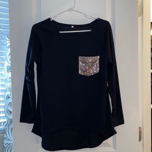 Black Long-sleeve / Rose Gold Pocket